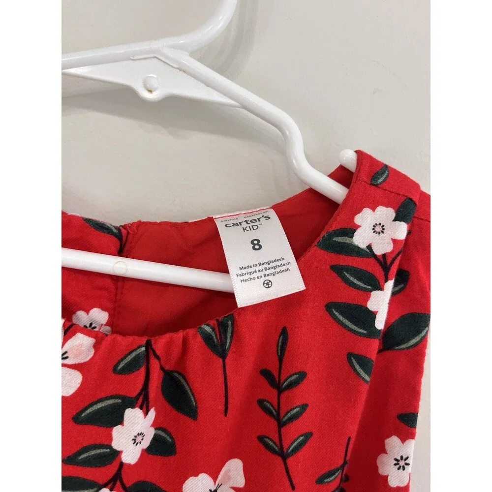 Carter's Red W/White Flowers Sleeveless Toddler Girls Size 8